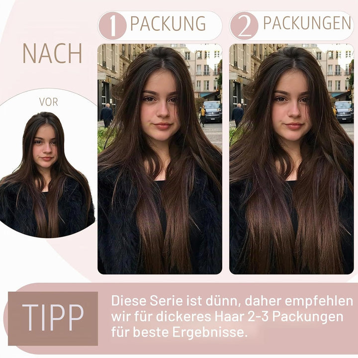 SEGO Clip in Extensions Echthaar 45cm Haarverlängerungen 1 Tresse 5 Clips Haar Haarverdichtung Haart