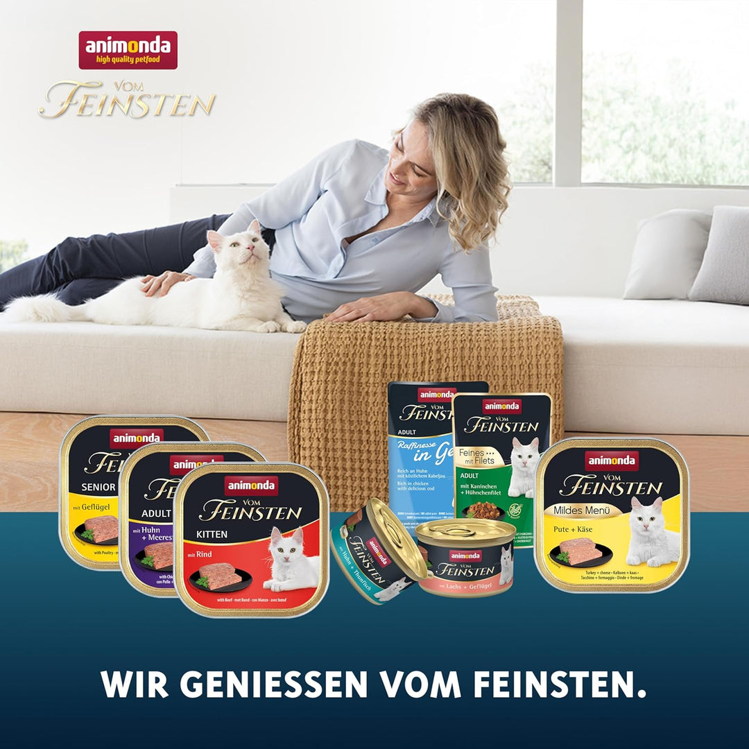 animonda Vom Feinsten Adult Katzenfutter, Nassfutter für ausgewachsene Katzen, mildes Menü, Pute + K