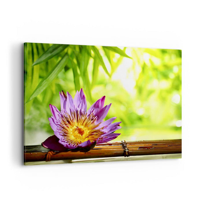 ARTTOR Bilder auf Leinwand 100x70cm Leinwandbild Asien spa bambus blume Gross Wanddeko Bild Schlafzi