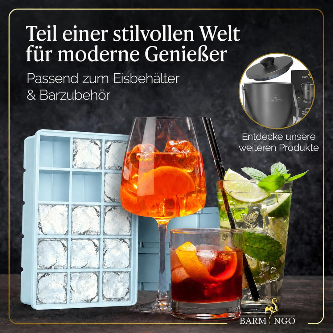 Silikon Eiswürfelform mit Deckel (3er Set) – BPA-freie Eiswürfelform gross/XXL | Grosse Eiswürfel Fo