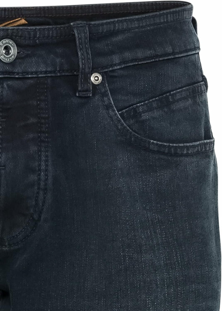 camel active Herren Relaxed Fit 5-Pocket Jeans mit leichten Used-Effekten, 32W / 30L Dunkelblau