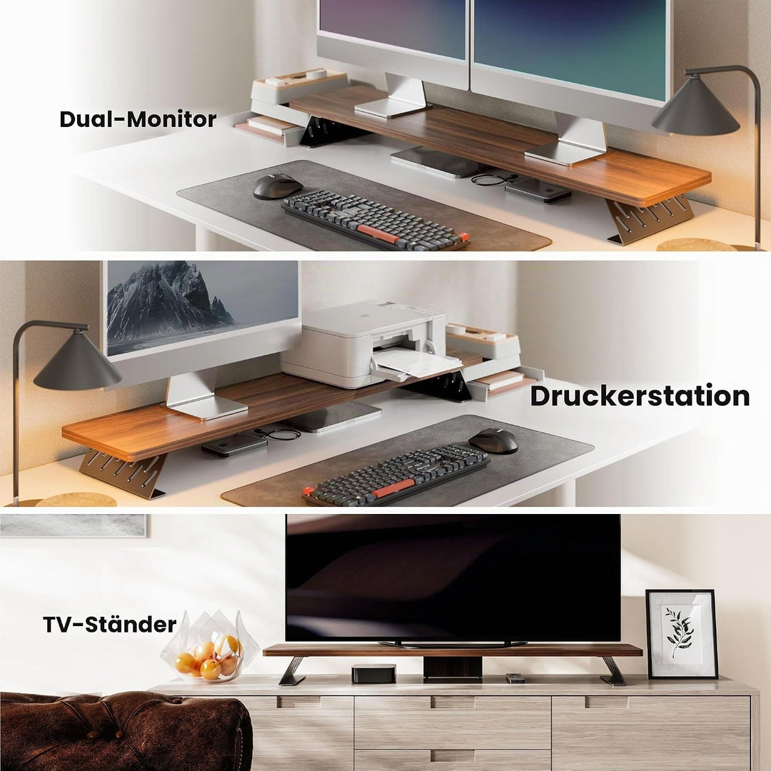 Fenge Dual Monitorständer mit Modernen Metallfüssen Multifunktionaler Bildschirmständer für Computer