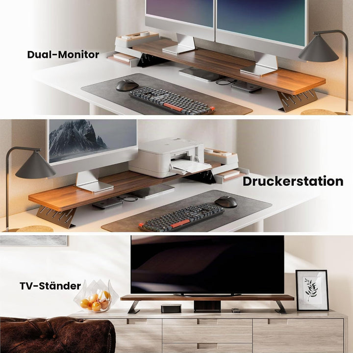 Fenge Dual Monitorständer mit Modernen Metallfüssen Multifunktionaler Bildschirmständer für Computer