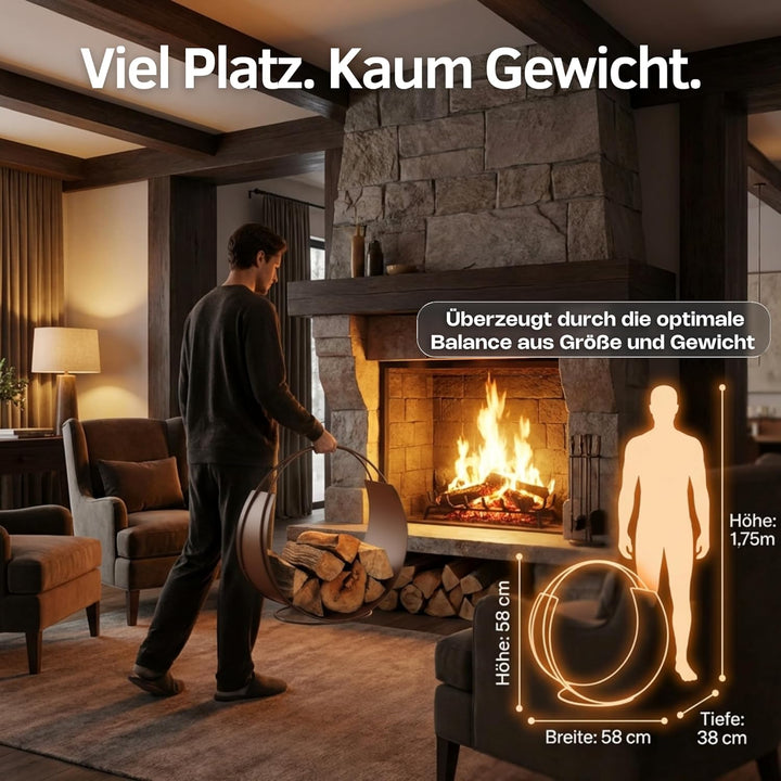 VASNER Situro S1/S2 Holzkorb, Kaminholzkorb Metall rund modern, praktische Brennholz Aufbewahrung, F