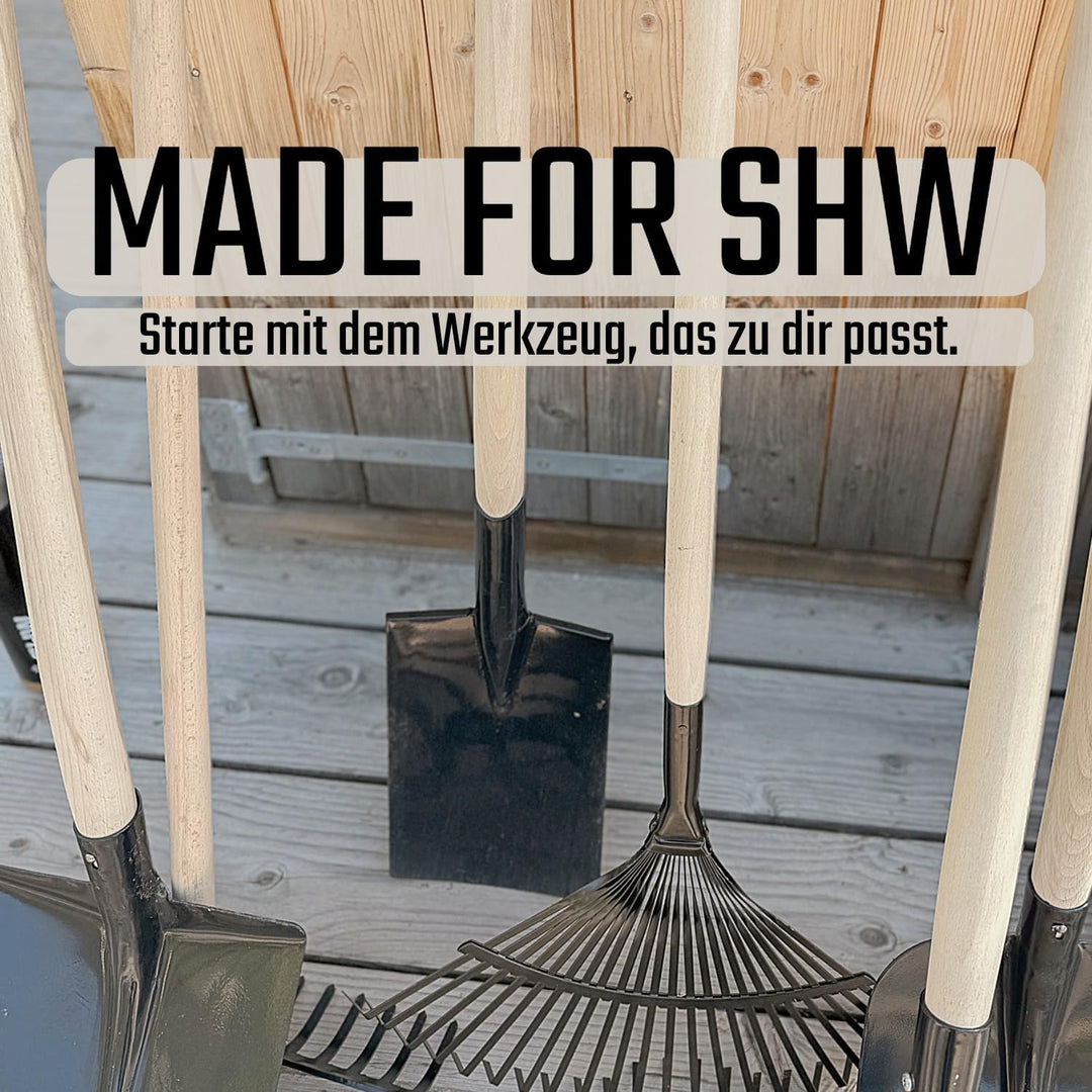 Made for SHW Laubbesen verzinkt, 47 cm breit und 140 cm Buchenholzstiel | Für Rasen &amp; Garten | Laub