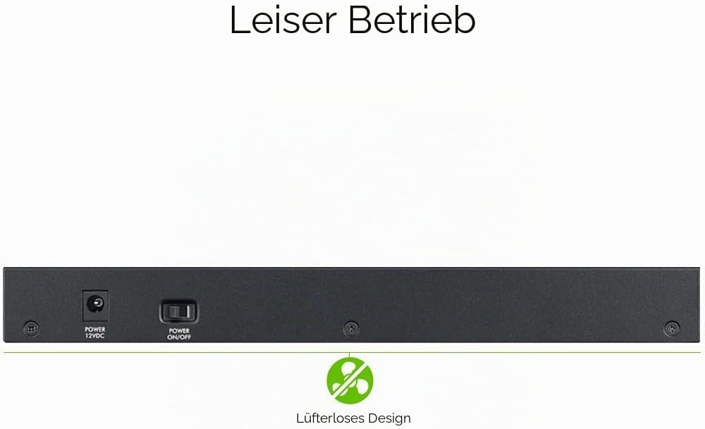 ZyXEL 8-Port Gigabit Switch | Smart Managed | Desktop/Rackmontage und lüfterloses Design | VLAN, IGM