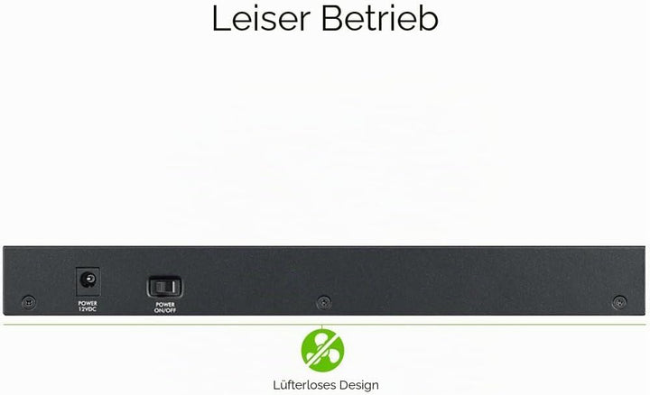ZyXEL 8-Port Gigabit Switch | Smart Managed | Desktop/Rackmontage und lüfterloses Design | VLAN, IGM