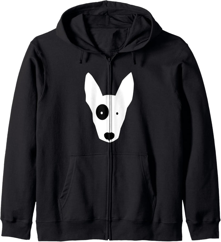 Niedlicher Hund mit schwarzem Patch auf einem Auge Kapuzenjacke