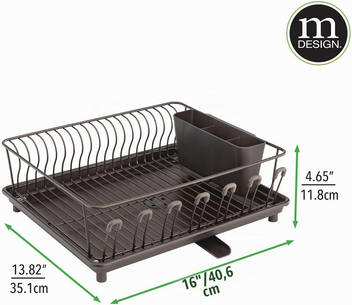 mDesign Abtropfgestell mit Abtropfschale – Abtropfablage für die Küchentheke oder Spüle – Geschirrab