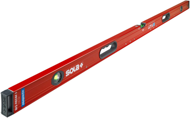 SOLA Big RedM 120 - Wasserwaage magnetisch 120 cm - starker Halt durch Neodym Magnete - Wasserwaage