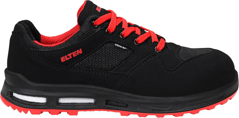 Sicherheitsschuhe ELTEN LAKERS XXT Low ESD S1P, Damen, Herren, sportlich, leicht, schwarz/rot 36 EU