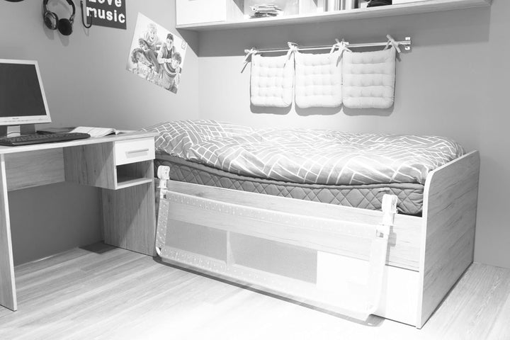 fillikid Bettgitter Punkte - Baby-Rausfallschutz mit rutschsicherer Bodenhalterung - Kinder-Bettsich