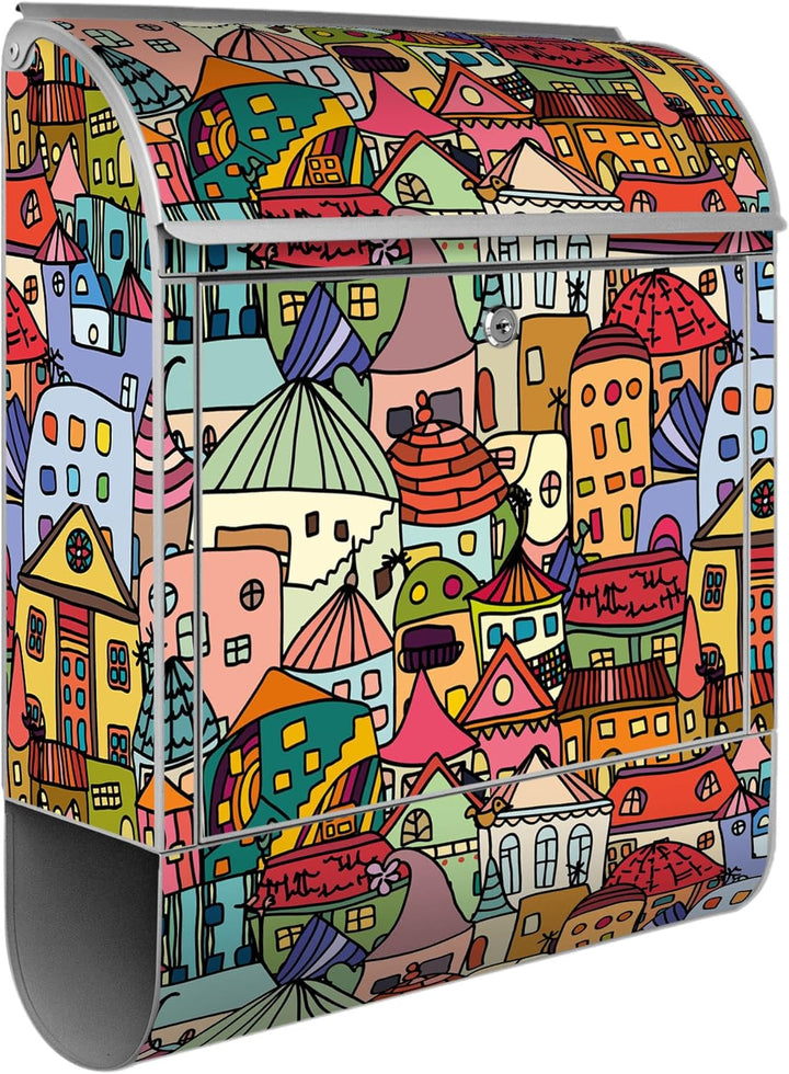 banjado Design Briefkasten personalisiert 38,5x46,5x13cm &amp; 2 Schlüssel - Briefkasten Stahl Weiss Zei
