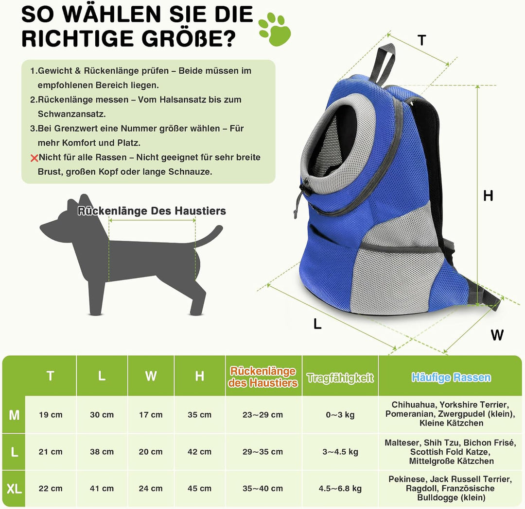 ALLSOPETS Hunderucksack, Tragbarer Haustierträger für Kleine Hunde und Katzen, Fahrrad- und Motorrad