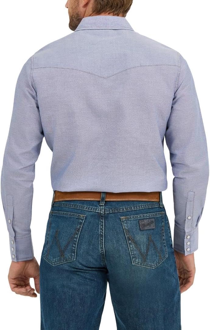 Wrangler Herren Western-Arbeitshemd, langärmelig, mit Druckknöpfen, verwaschenes Finish Hemd 15.5" H
