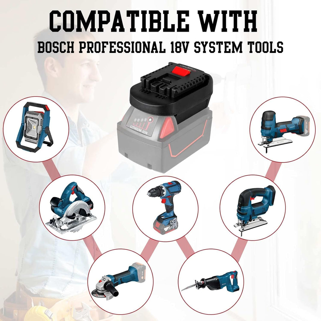 2-in-1 Akku Adapter für Dewalt 20V &amp; für Milwaukee M18 18V Li-Ion Batterien zu für Bosch GBA 18V Sys