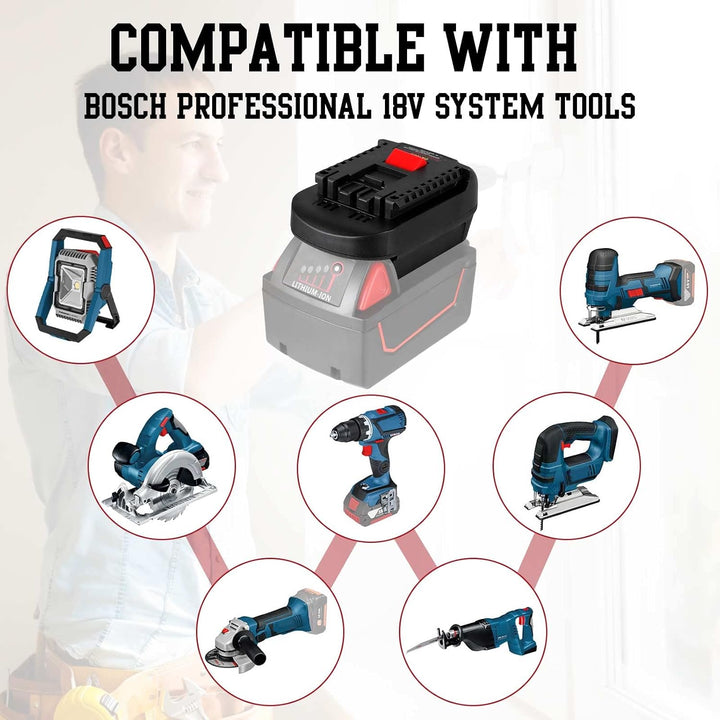 2-in-1 Akku Adapter für Dewalt 20V &amp; für Milwaukee M18 18V Li-Ion Batterien zu für Bosch GBA 18V Sys