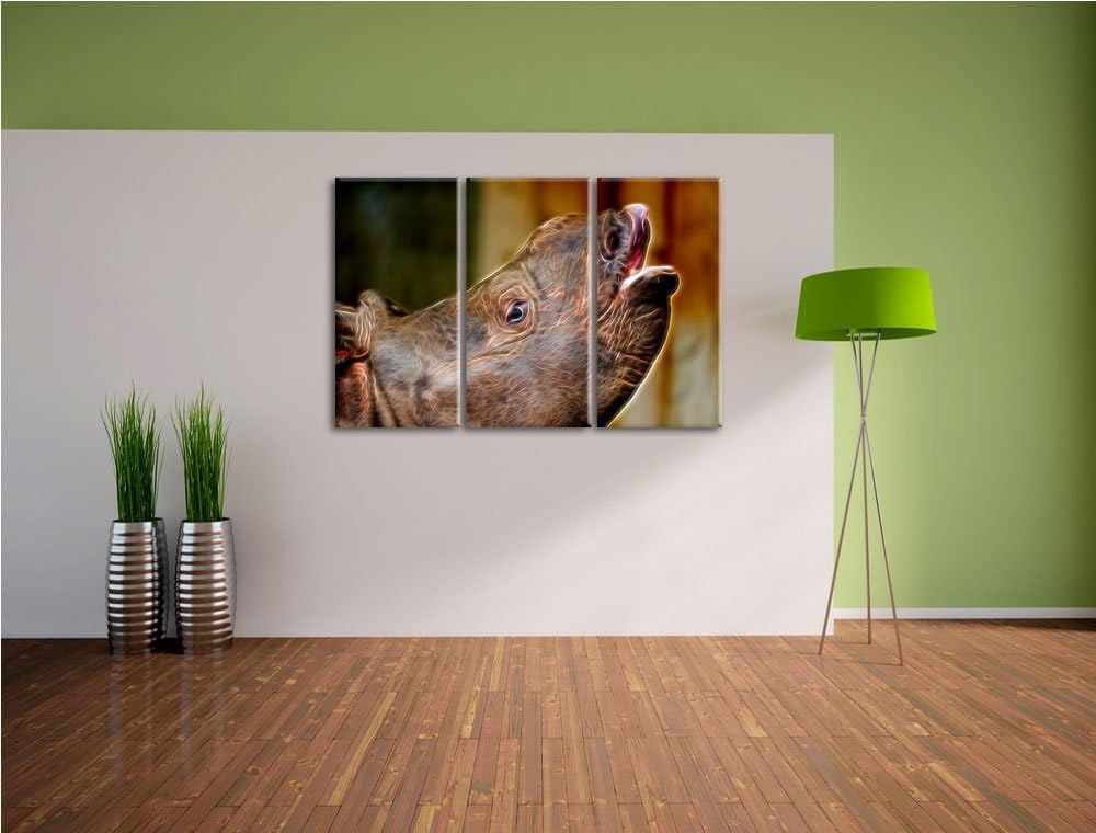 kleines Nashorn Spezial 3-Teiler Leinwandbild 120x80 Bild auf Leinwand, XXL riesige Bilder fertig ge