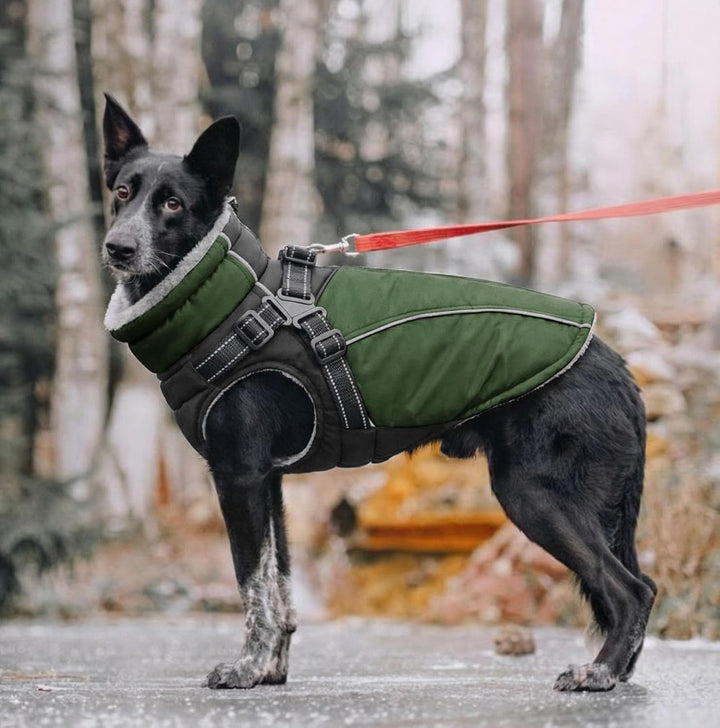 Hundemantel mit Geschirr für grosse Hunde,Wasserdichter Wintermantel mit Integriertem Geschirr, refl
