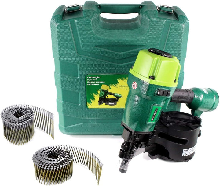 Prebena 8XR-CNW90 Coilnagler Druckluftnagler Transportkoffer mit 10800 Coilnägeln