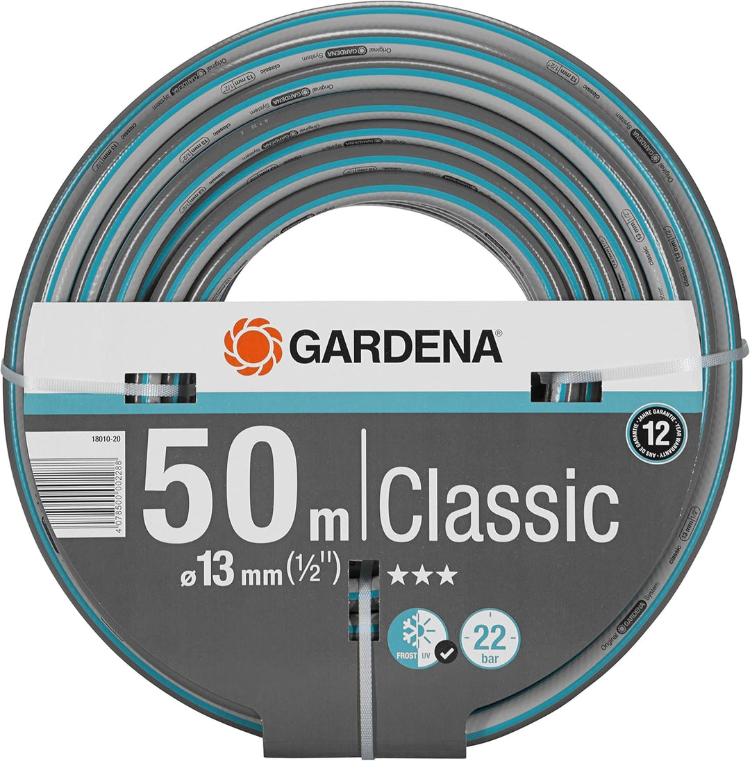 Gardena Classic Schlauch 13 mm (1/2 Zoll), 50 m: Universeller Gartenschlauch & Abzweig-Satz für 13 m