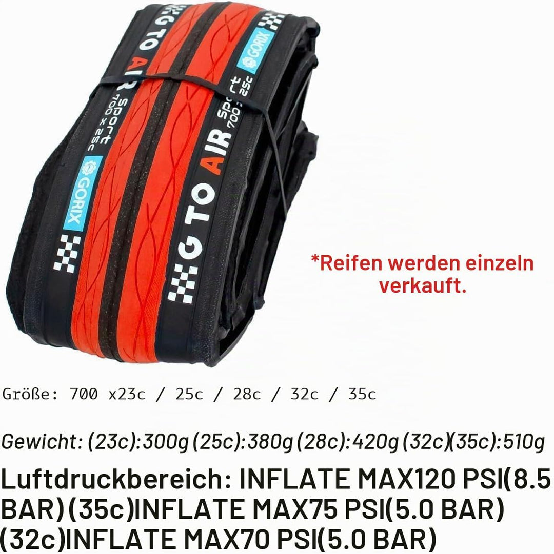 GORIX Rennradreifen 700×23C 25C 28C 32c 35c Fahrrad (Gtoair) 700×28c Black×Blue(1 Tire), 700&amp;