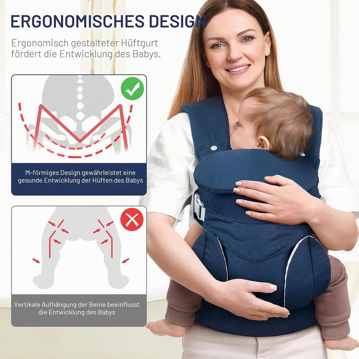 Viedouce Babytrage Neugeborene ab Geburt, Ergonomische Baby Trage Baumwolle Tragegurt mit Kopstütze