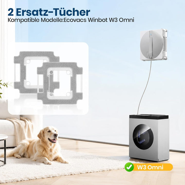 2 Stück Reinigungstuch für ECOVACS WINBOT W3 Fensterputzroboter Zubehör, Waschbare Mikrofaser Wischt