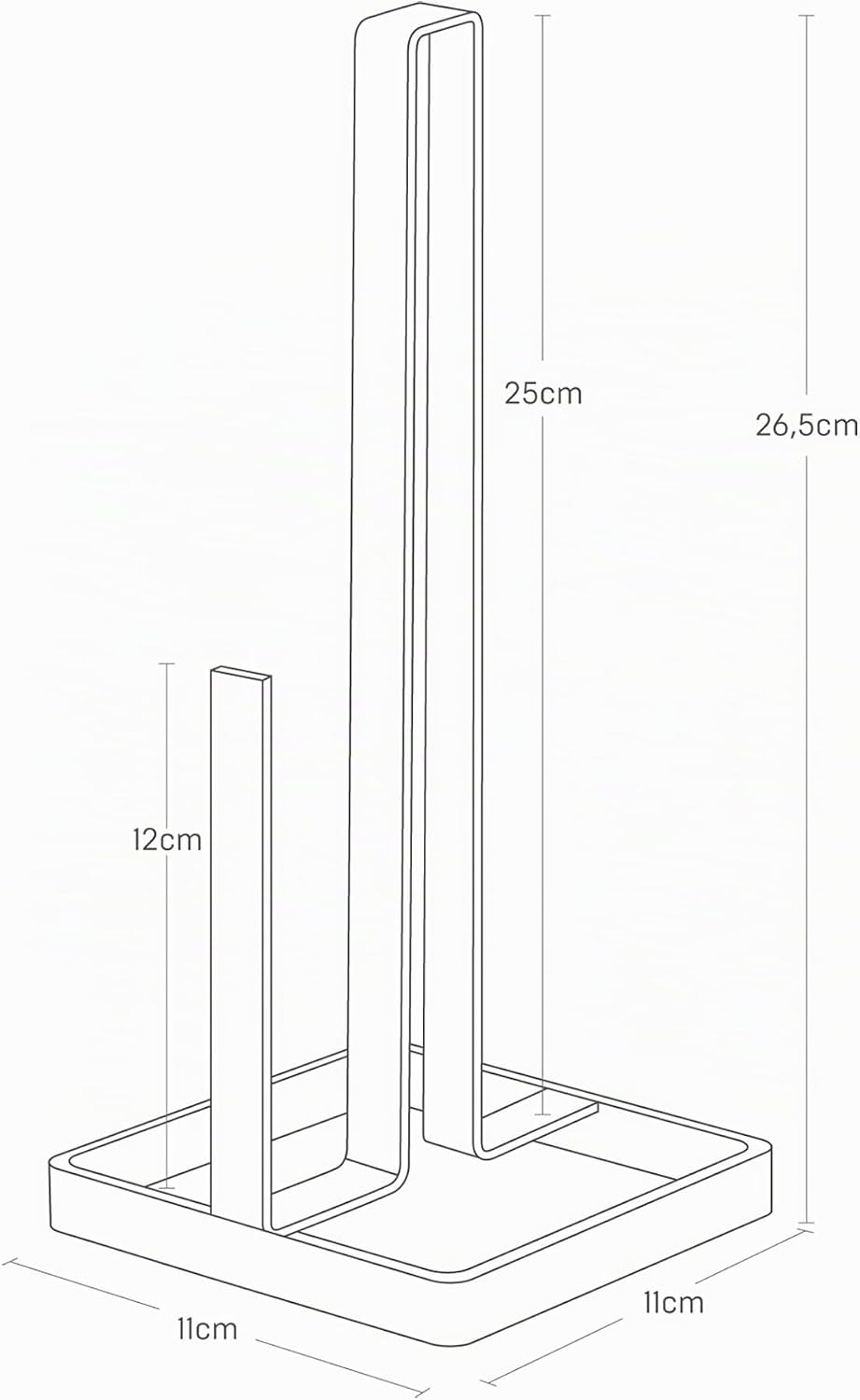 Yamazaki 6782 TOWER Küchenrollenhalter, Black, Stahl, Minimalistisch, 11 x 11 x 26,5 cm Schwarz, Sch