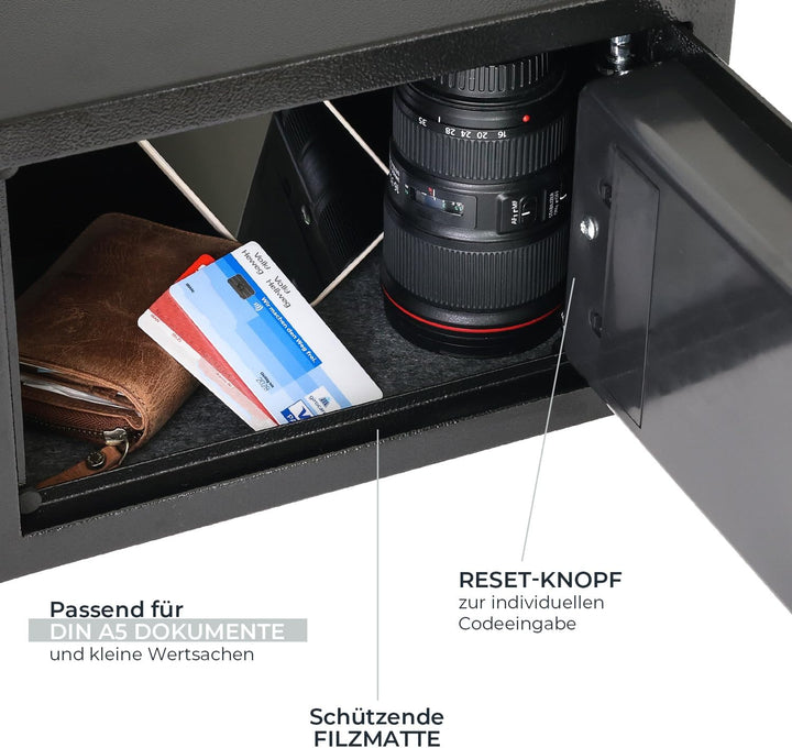 HMF Safe Tresor für Zuhause, Hotel oder Büro, Möbeltresor mit Zahlenschloss für DIN A5 Dokumente | 3