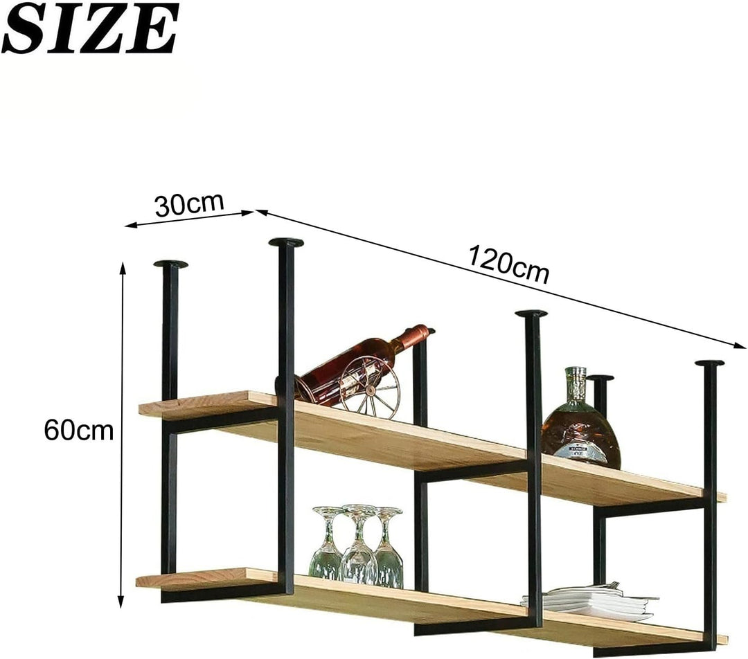 Industrie Deckenregal Hängeregal, 2-lagiges Deckenmontage Lagerregal Schwebendes, Hängendes Metall W