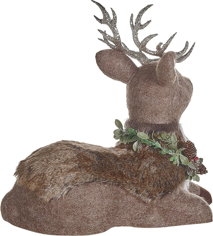Weihnachtsdeko Rentier Dekofigur Weihnachtsfigur Webpelz braun 38 cm Tapio