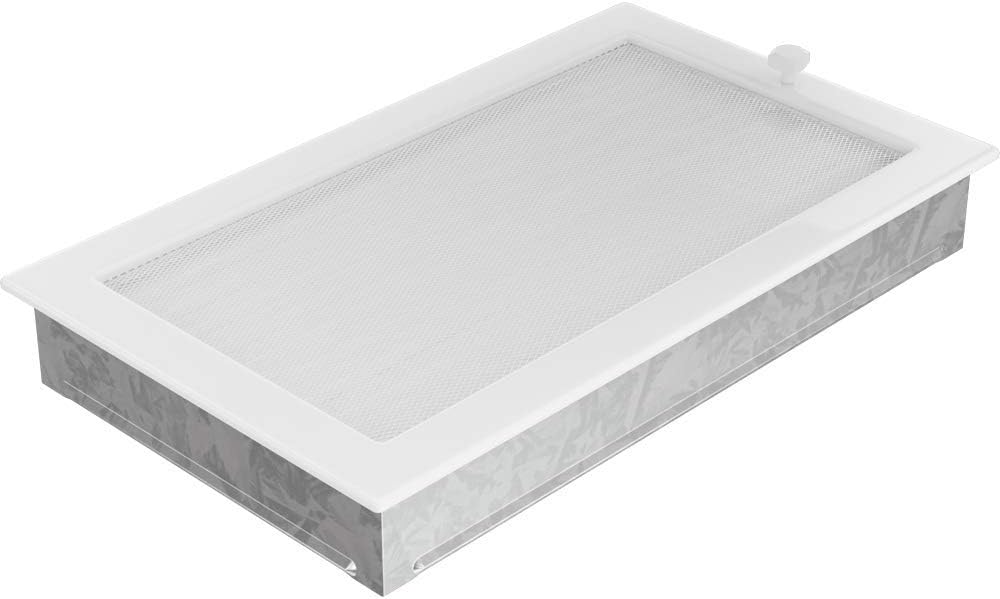 KRATKI Lüftungsgitter Warmluftgitter 22 x 37 cm weiss mit Jalousie | für Kaminbelüftung, mit Jalousi