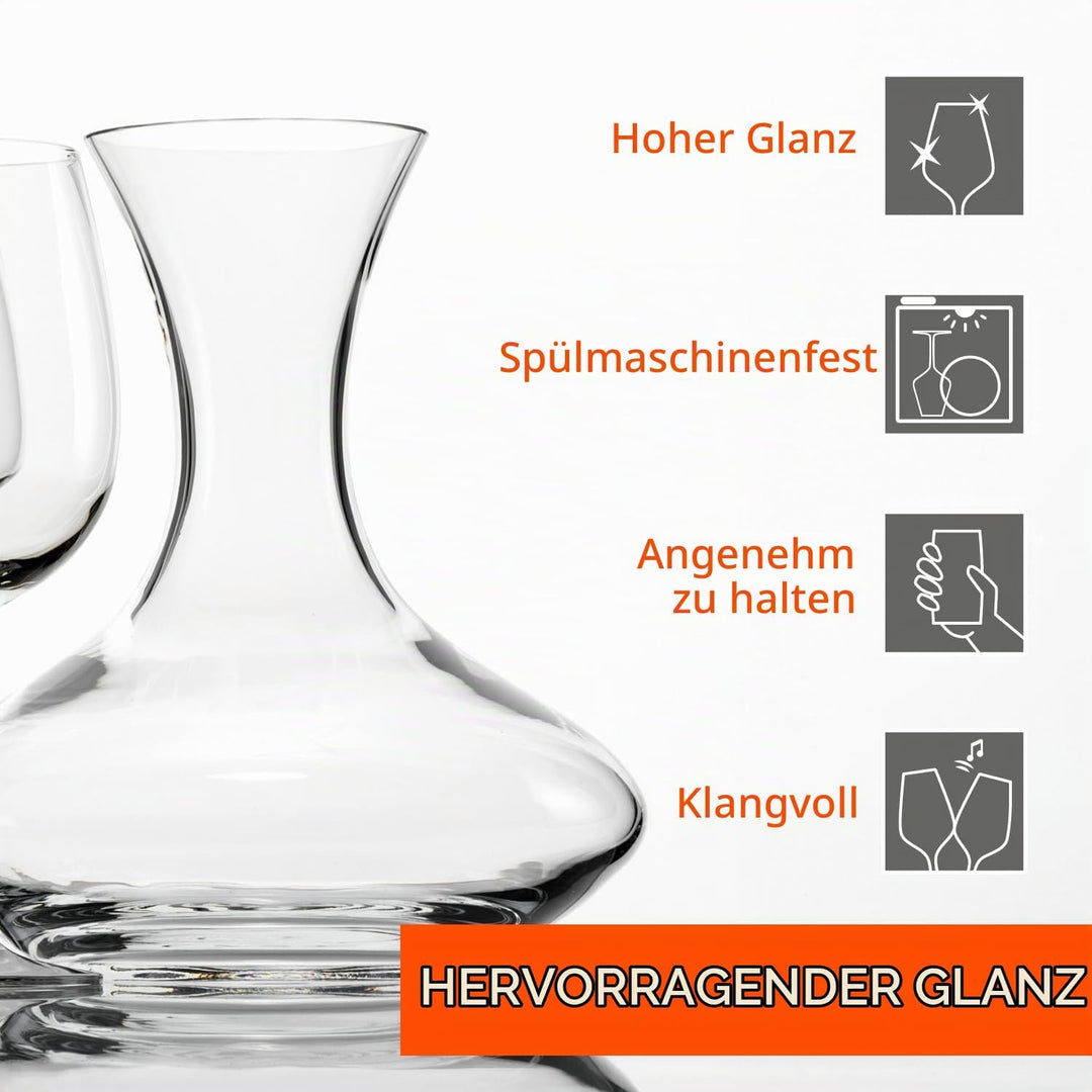 Stölzle Lausitz Dekanter Classic Mundgeblasen/Eleganter Rotwein Dekanter aus Kristallglas/Wein Dekan
