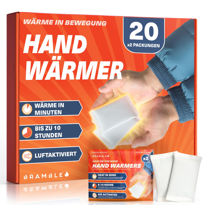 Bramble - Luftaktivierte Handwärmer - 100% Natürlich - Taschenwärmer für Outdoor, Wandern, Golf, Fus