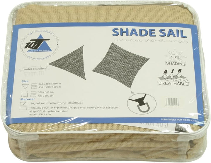 10T Emerson Dreieck Tarp 5m Sonnensegel wetterbeständig, atmungsaktiv, 90% UV Schutz, Sonnenschirm