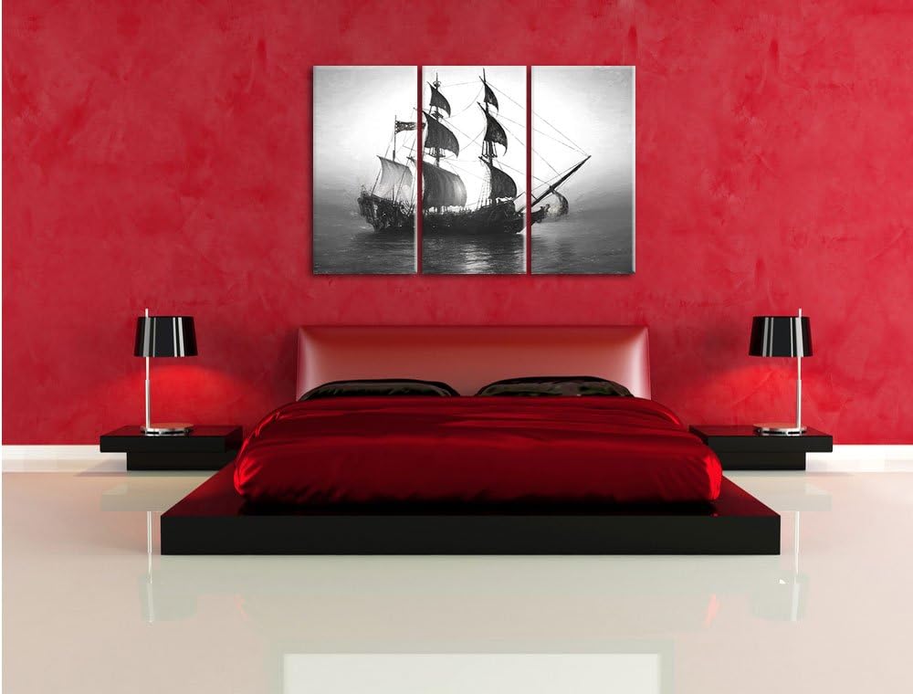Pixxprint Segelschiff 3Teiler 120x80 cm Leinwandbild Wandbild Kunstdruck