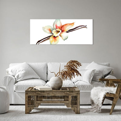 Panorama Bilder auf Leinwand 100x40cm Leinwandbild Vanille Gewürz Blume Pflanze Gross Wanddeko Bild