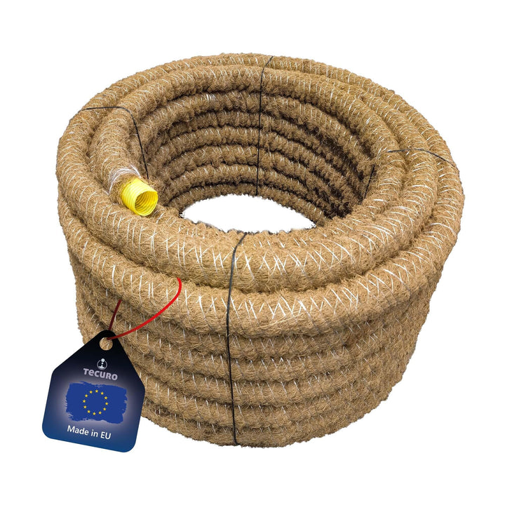 tecuro Drainagerohr 5 Meter - DN80, flexibel, gewellt und geschlitzt, mit Kokosumflechtung, PVC-U, D