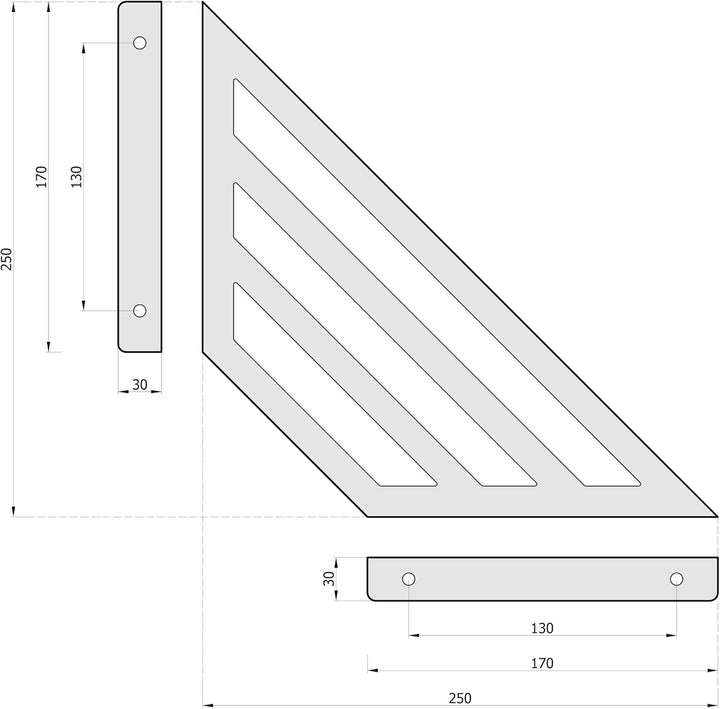 2 x sossai® Design Regalträger Truss | Regalwinkel | Wandhalterung für Regalbrett | Grösse: 250 x 25