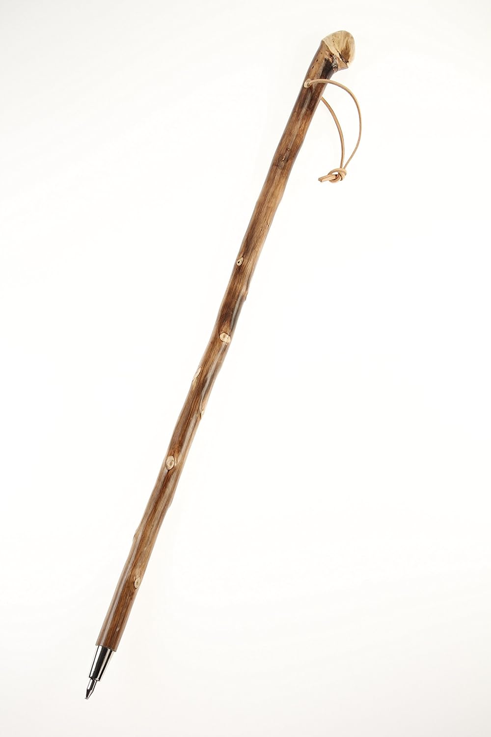Stock-Fachmann Wanderstock Naturwurzel geflammt mit Lederschlaufe 110.0