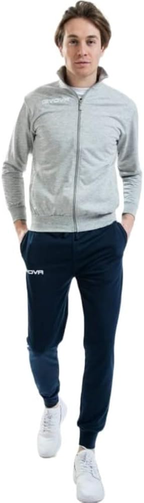 Givova Unisex Anzug Schule Senior Sportoutfit M grau melange klar/blau, M grau melange klar/blau