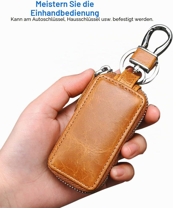 PORRASSO Leder Autoschlüssel Tasche Schlüsseletui Autoschlüssel Schlüsselmäppchen Auto Key Schlüssel