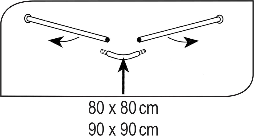 RIDDER 52500 Duschvorhangschiene, Duschvorhangstange, ca. 90 x 90 x 90 cm, Aluminium, verchromt 90x9