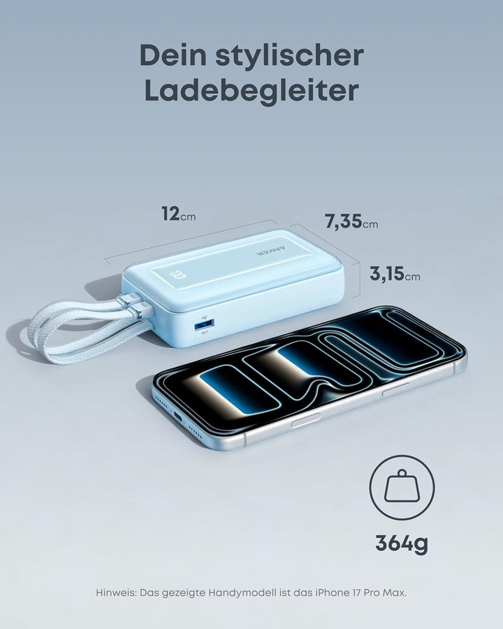 Anker Zolo Powerbank (2025 Upgrade), 45W Schnellladung, 20000mAh Akku-Pack, Zwei integrierte USB-C K