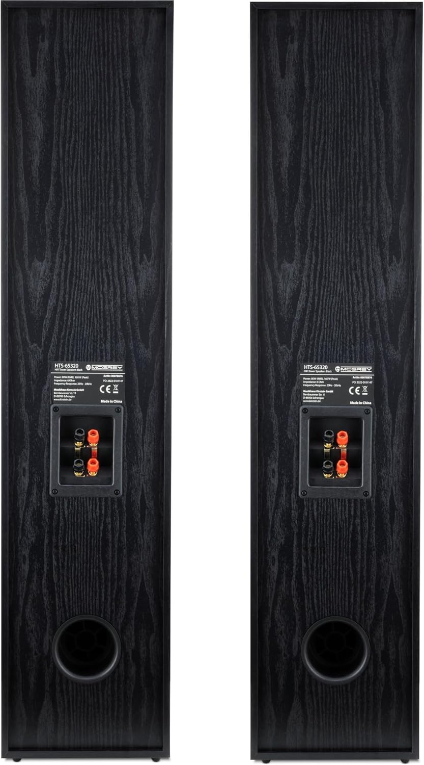 McGrey HTS-65320 BK Paar 3-Wege HiFi Standlautsprecher Paar - 160W RMS - 2 x 6,5" Mittel-, Tieftöner