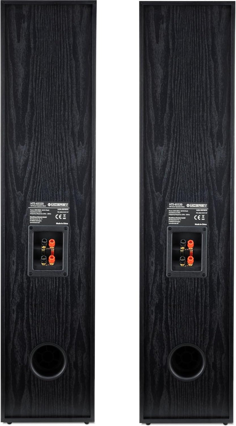 McGrey HTS-65320 BK Paar 3-Wege HiFi Standlautsprecher Paar - 160W RMS - 2 x 6,5" Mittel-, Tieftöner