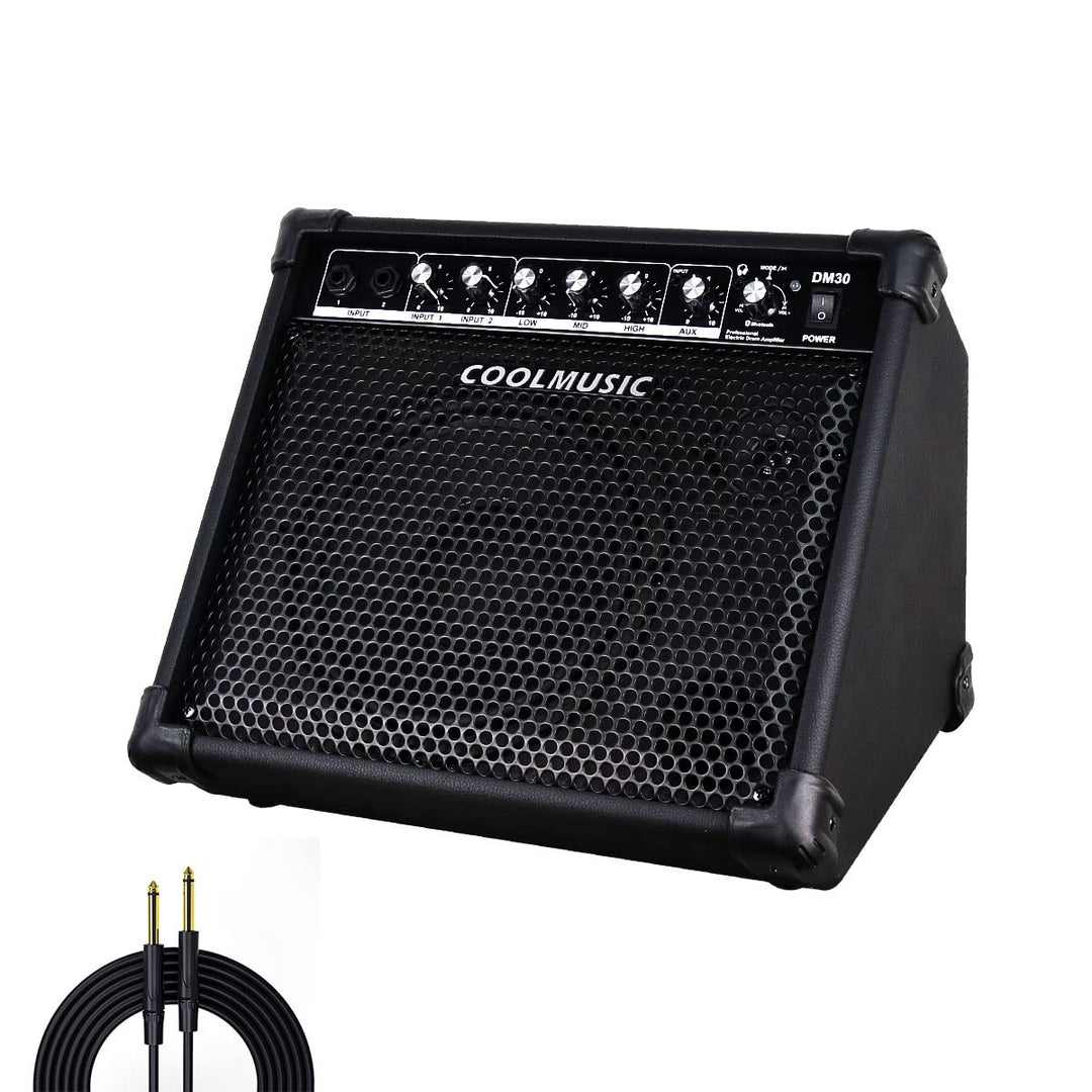 Coolmusic DM30 AMP 30 Watt Elektronischer Schlagzeugverstärker Keyboard-Verstärker mit Aux In und Bl