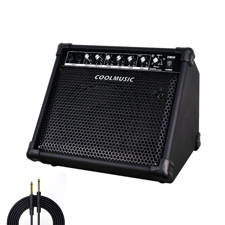 Coolmusic DM30 AMP 30 Watt Elektronischer Schlagzeugverstärker Keyboard-Verstärker mit Aux In und Bl