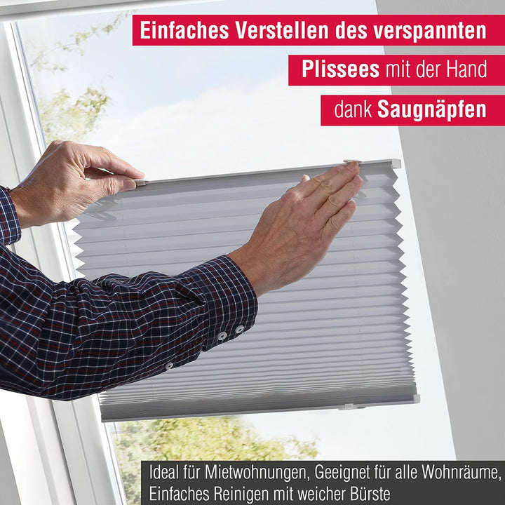 GARDINIA Solo Dachfenster-Plissee ohne Bohren, Mit Saugnäpfen, Blickdichtes Falt-Rollo, Inkl. aller